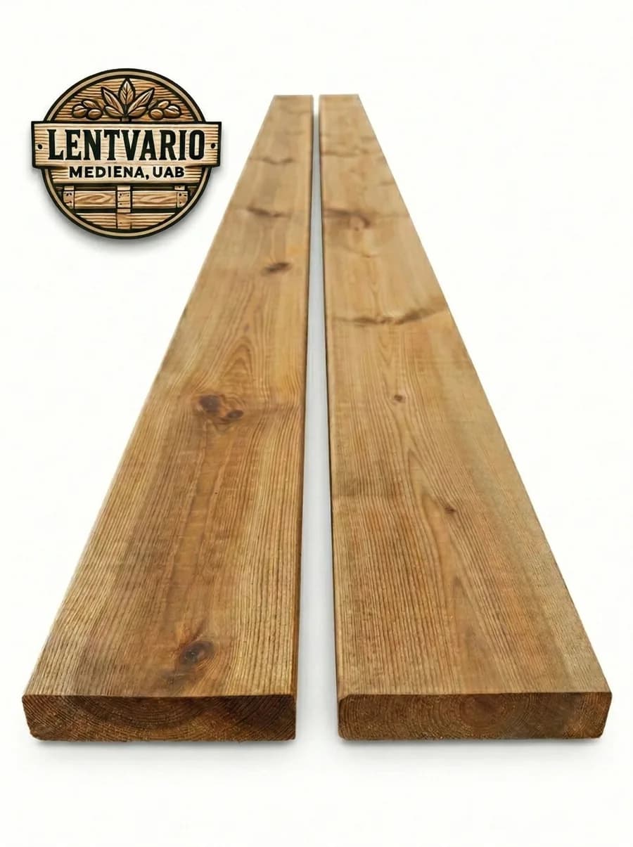 Pušinė terasinė lenta 28×120×4800 mm, vakuuminiu impregnuota – Lentvario Mediena